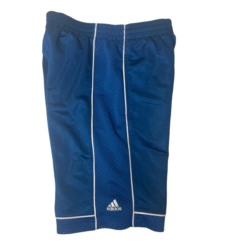 Adidas Boys Basketball Active Shorts with Mesh Panels Blue White Size Small - Picture 3 of 7